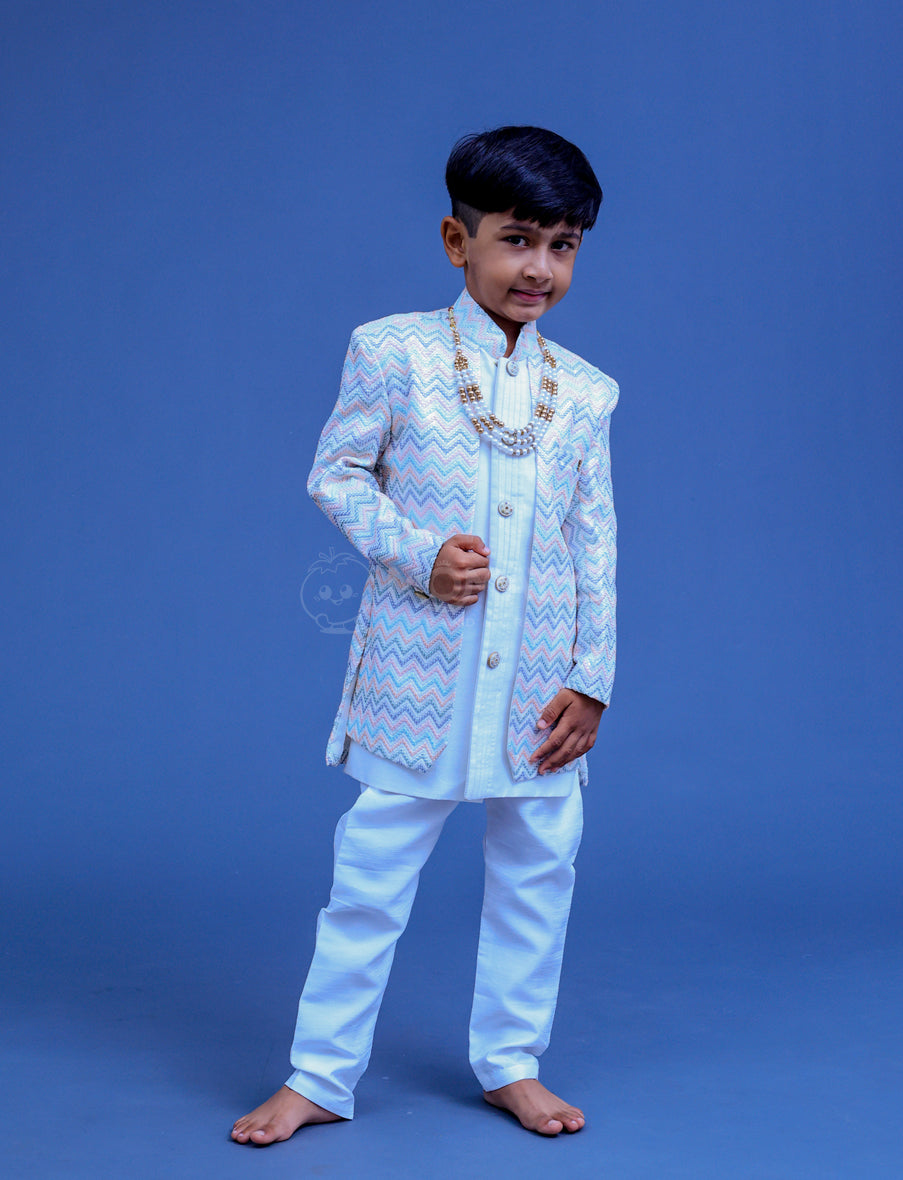 White Sherwani For Boy, white sherwani