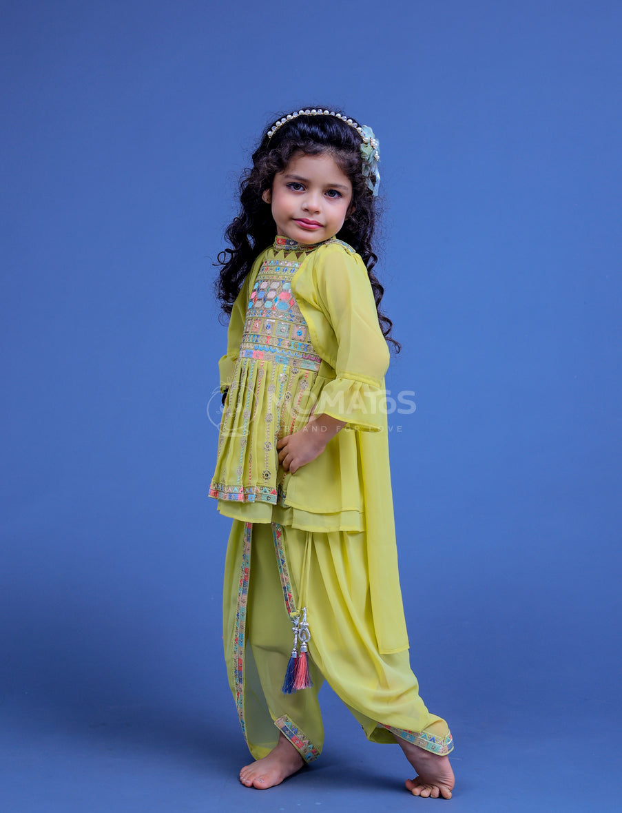 Mehndi Dhoti Set For Girl