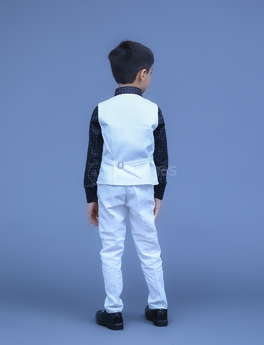 Elevate your boy's look with a white party wear set