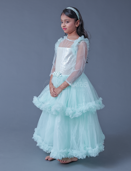 Sea Green  Gown For Girl - Hover Image