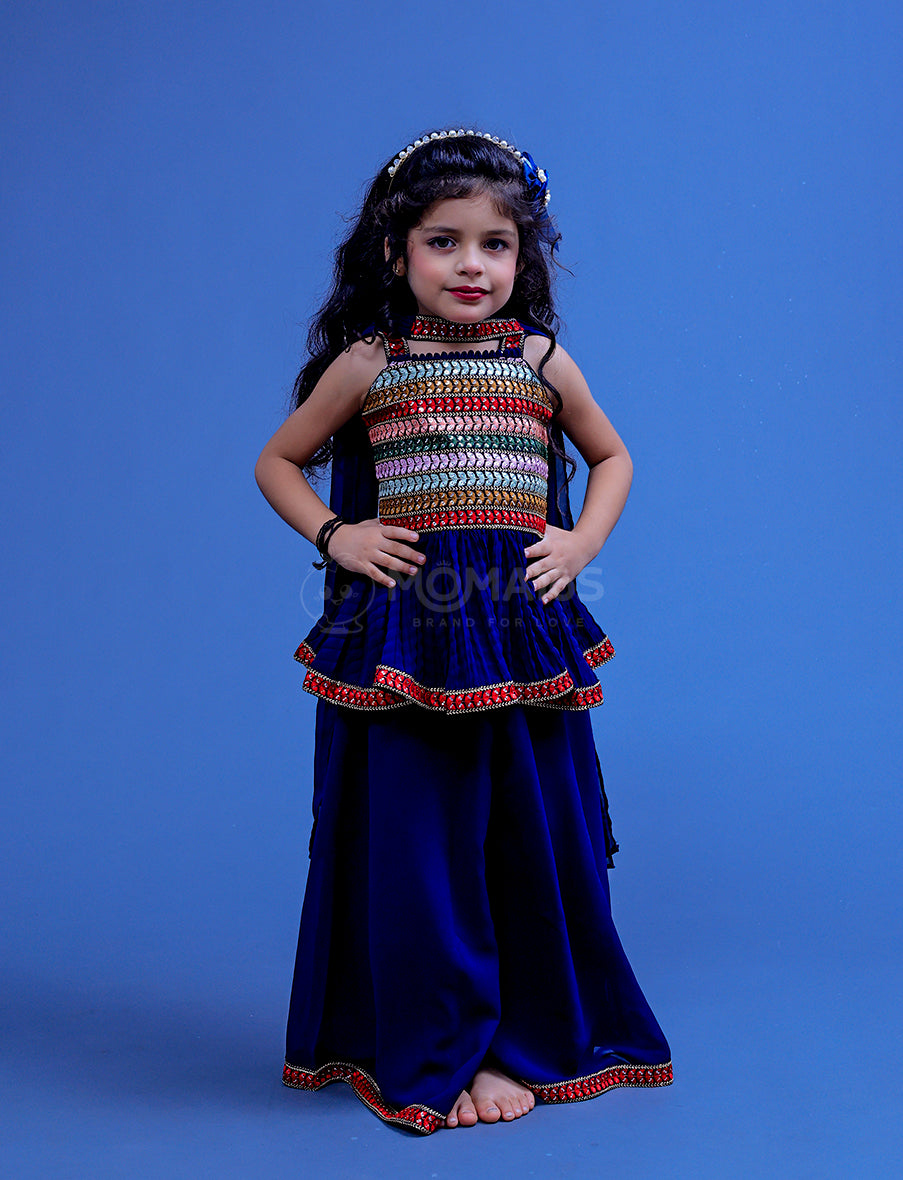 Navy Blue Plazo Set For Girl
