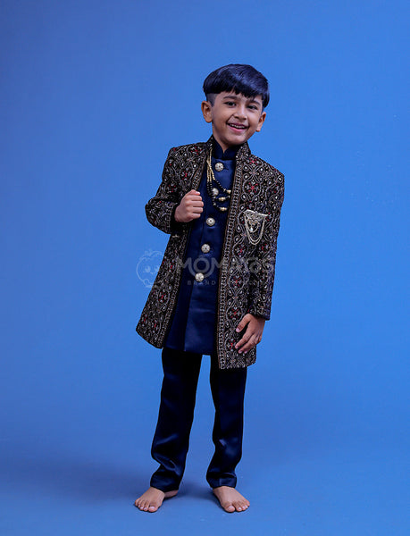 Black Sherwani For Boy - Hover Image