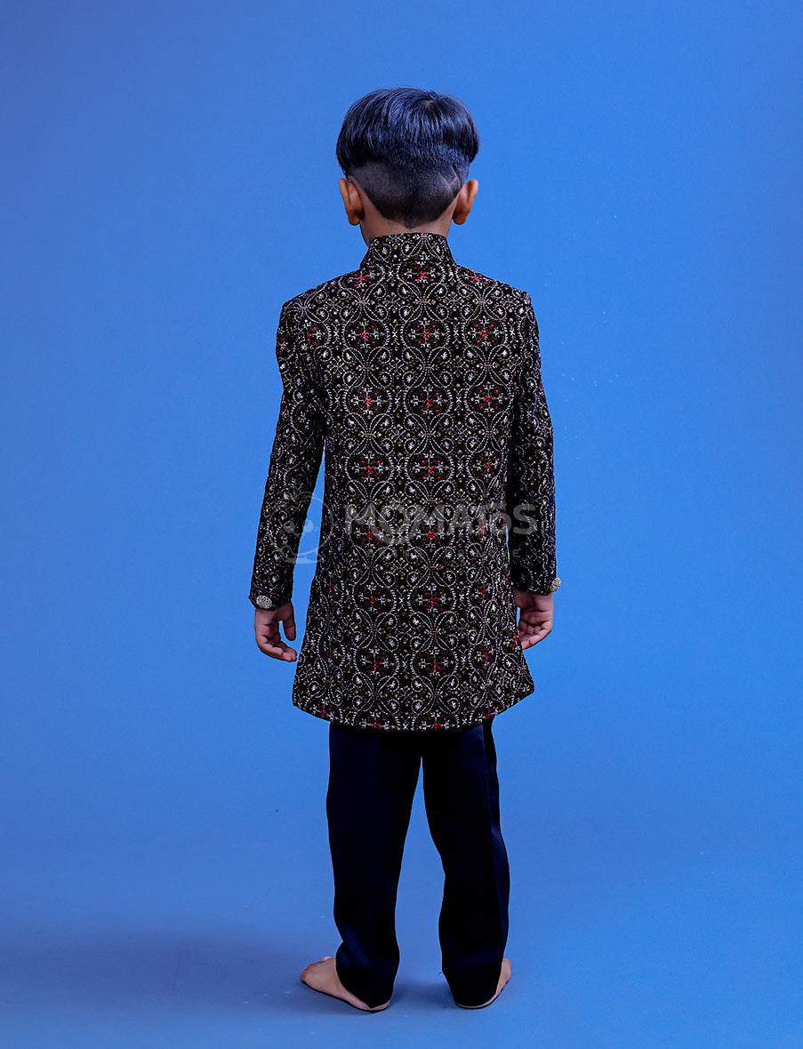 Dress your boy in this elegant black sherwani.