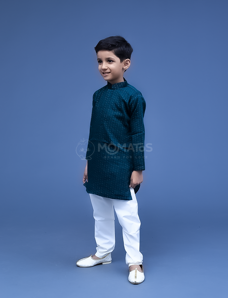 GREEN KURTA PYJAMA FOR BOY - Hover Image