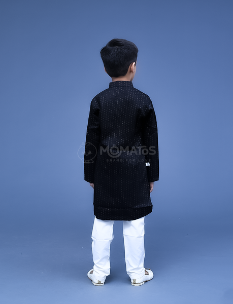 BLACK KURTA PYJAMA FOR BOY - Quaternary Image