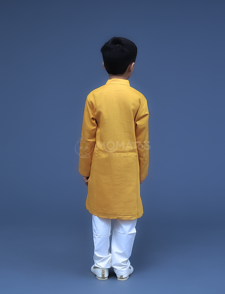 MUSTARD KURTA PAYJAMA FOR BOY - Quaternary Image