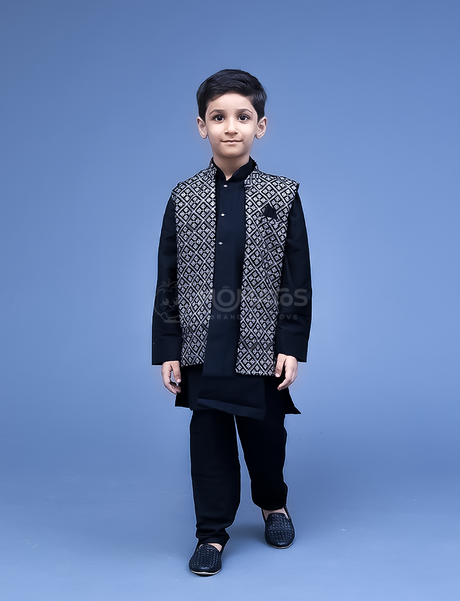 Black 3pc Kurta Pyjama
