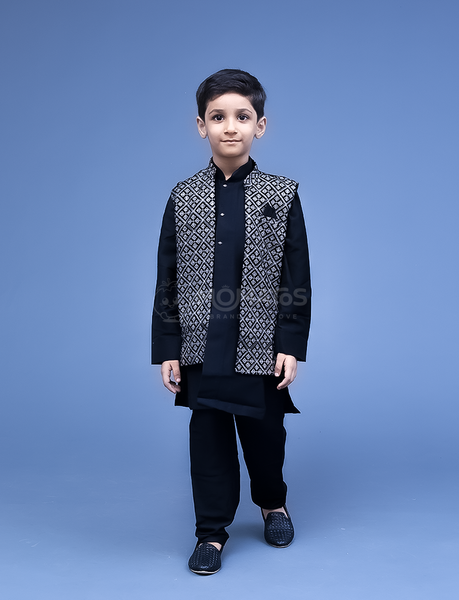 Black 3pc Kurta-pyjama