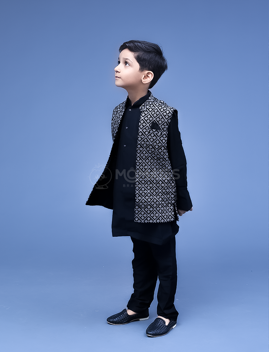 Black 3pc Kurta-pyjama