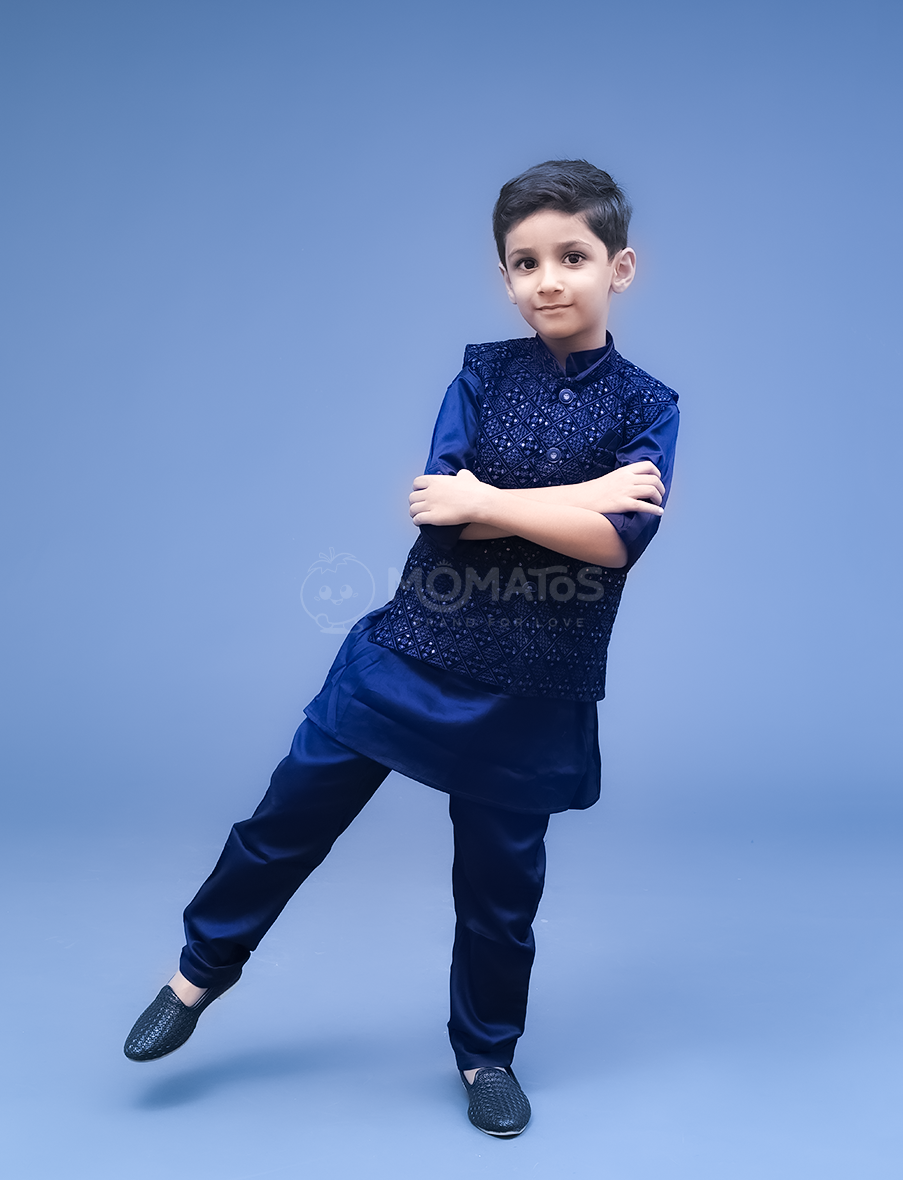 NAVY 3PC Kurta-Pyjama