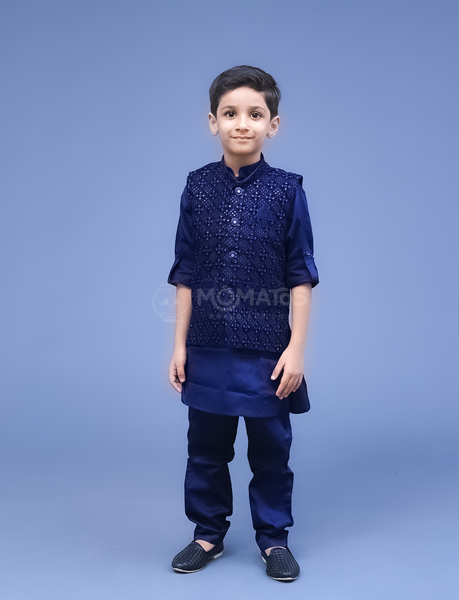 NAVY 3PC Kurta-Pyjama