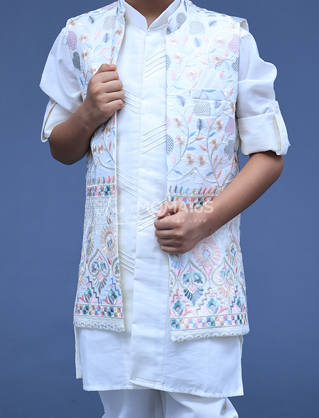 CREAM 3PC KURTA PAYJAMA FOR BOY - Tertiary Image