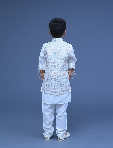 CREAM 3PC KURTA PAYJAMA FOR BOY - Quaternary Image