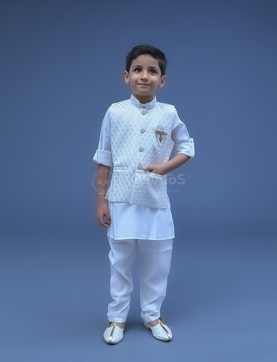 Cream 3pc Kurta Pyjama
