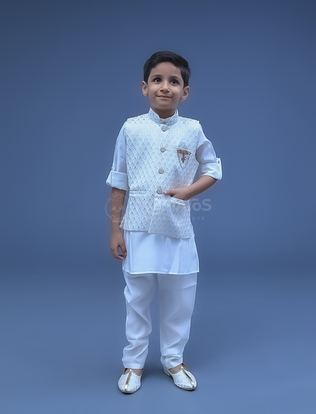 Cream 3pc Kurta Pyjama