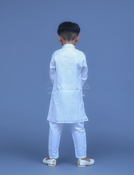 White 2pc Kurta-pyjama - Quaternary Image