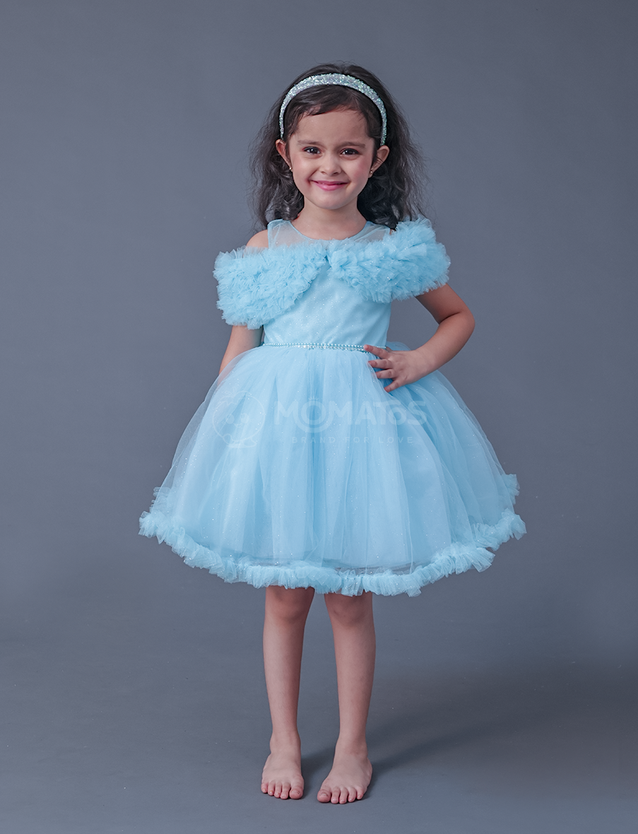 Sky Blue  Frock For Girl