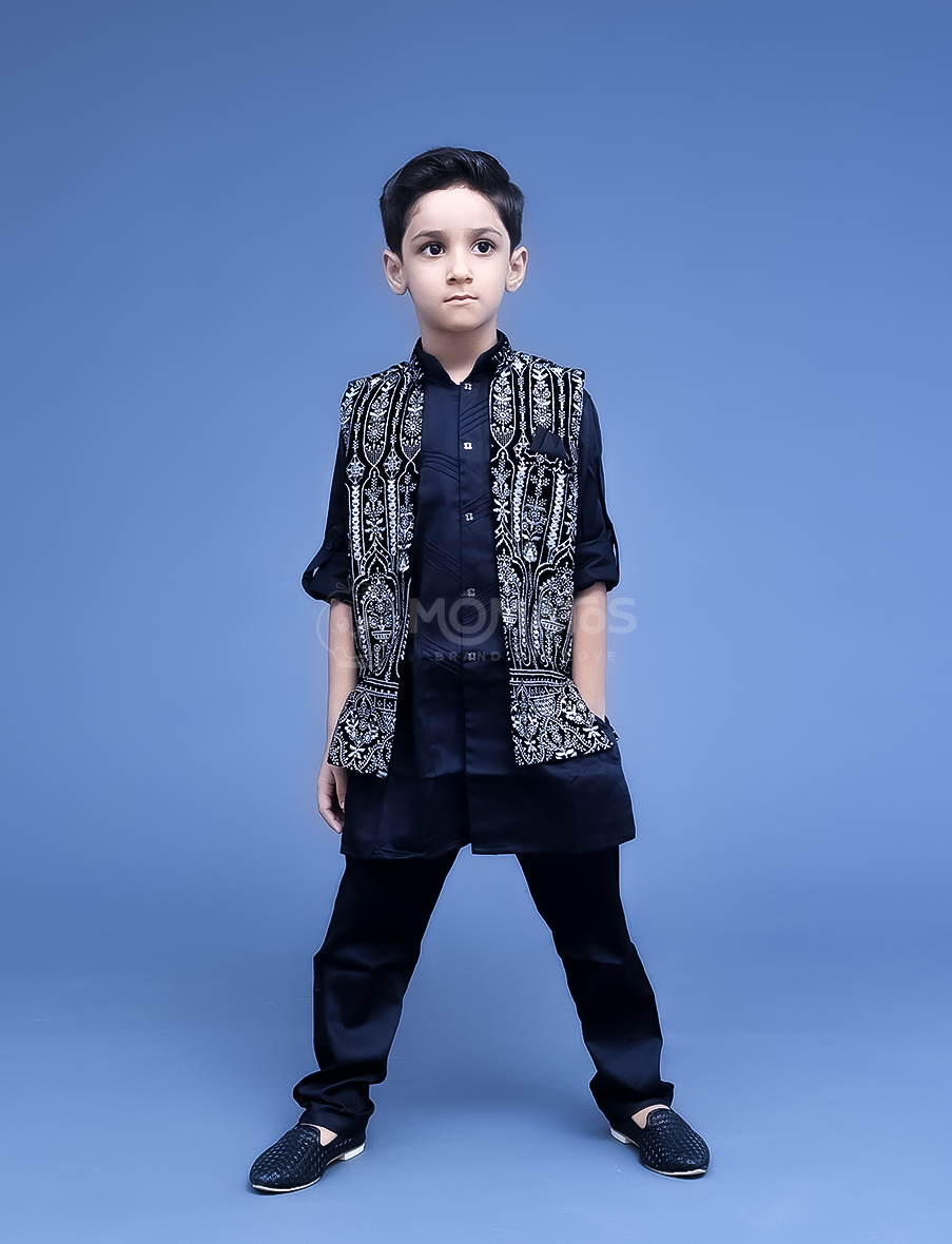 Black 3pc Kurta Pyjama
