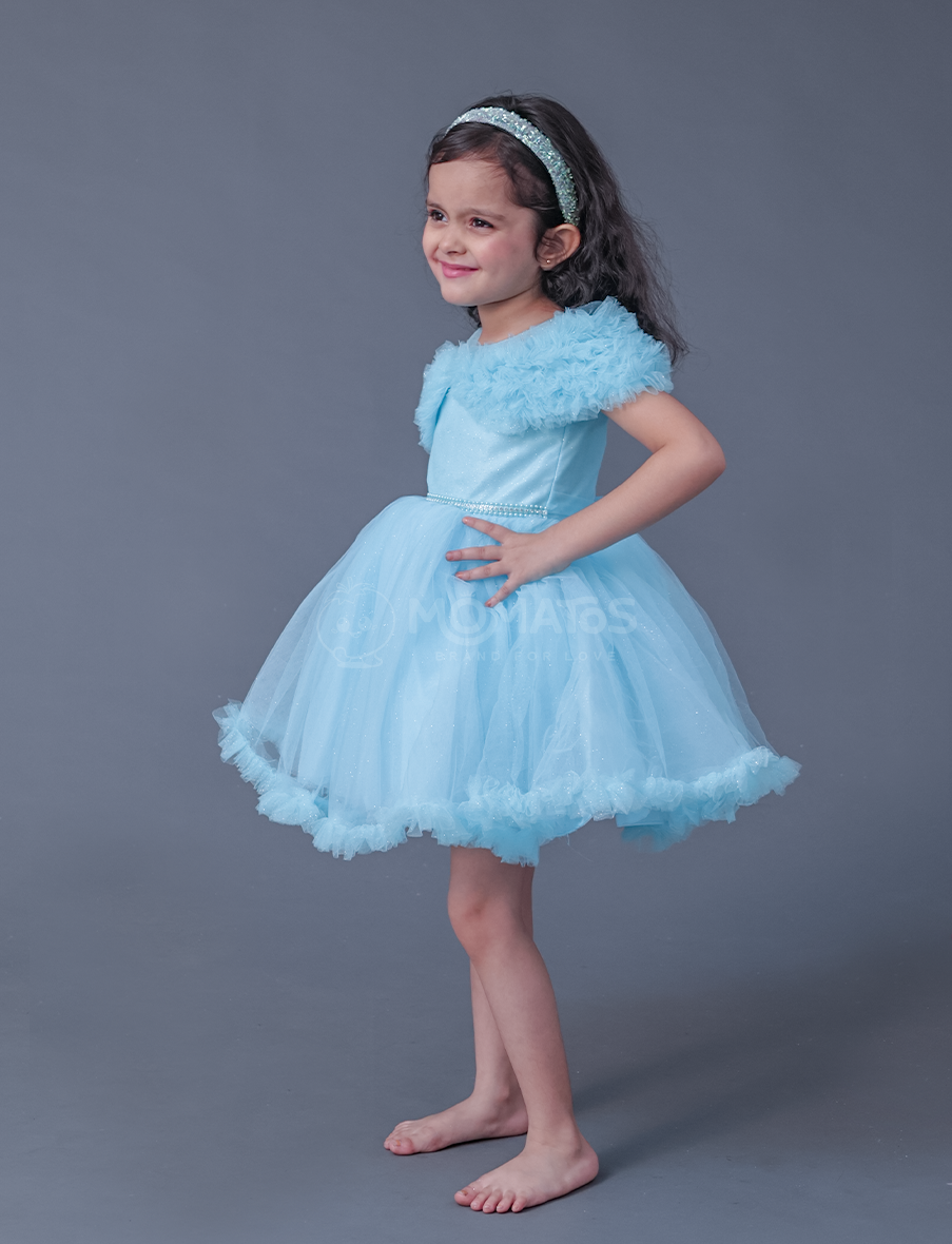 Sky Blue  Frock For Girl