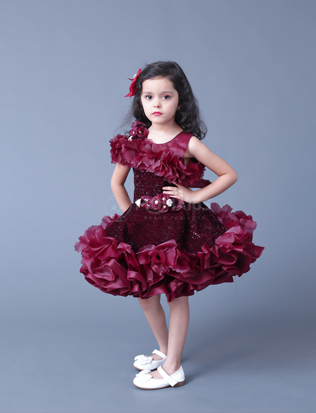 Wine Frock For Girl - Hover Image