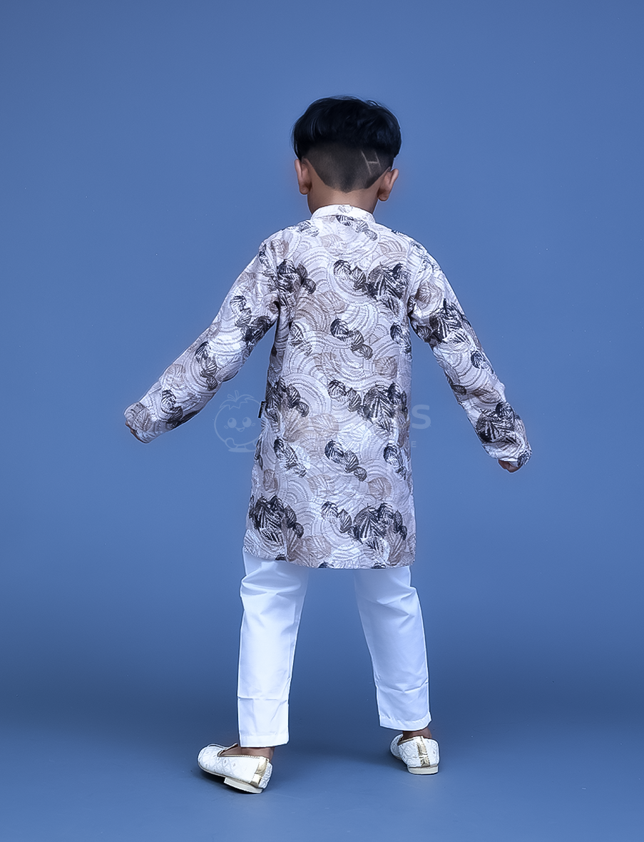 Dress your boy in our fawn 2pc kurta pyjama.