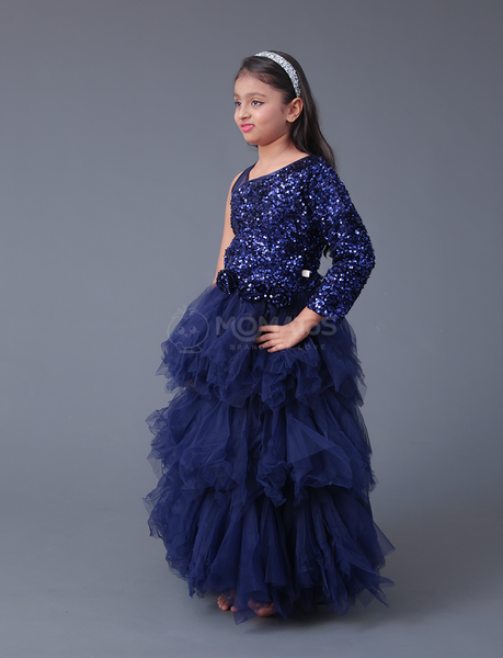 Nevy Blue Gown For Girl - Hover Image