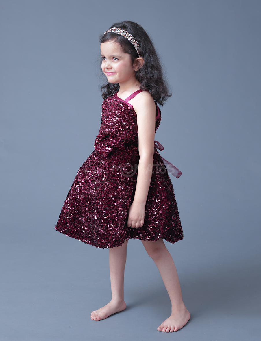 wine frock for girl, wine frock