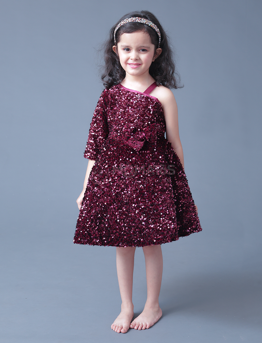 Wine Frock For Girl
