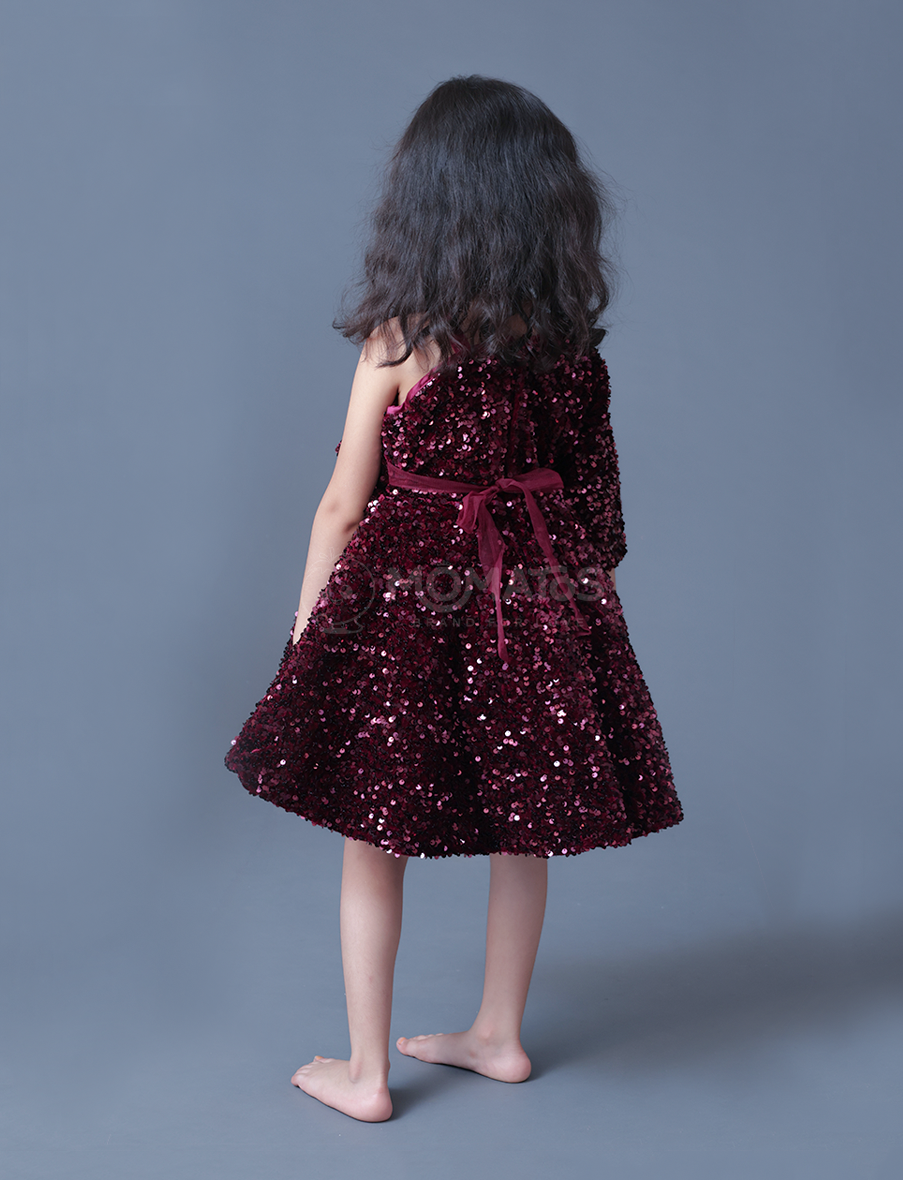 Wine Frock For Girl