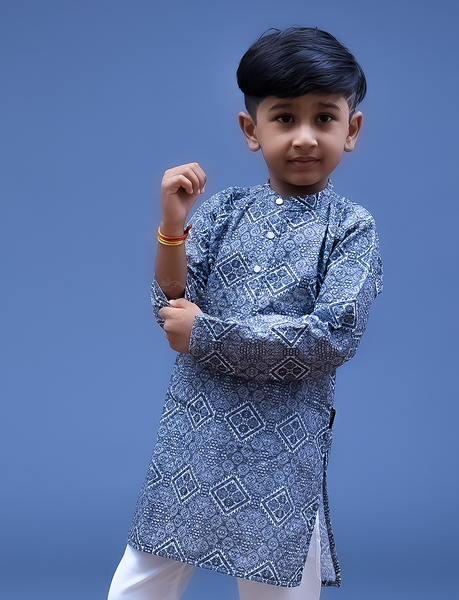 Grey 2 pc Kurta Pyjama - Tertiary Image