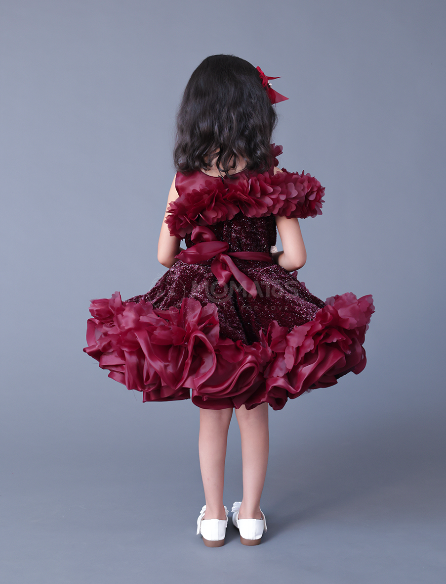 Wine Frock For Girl