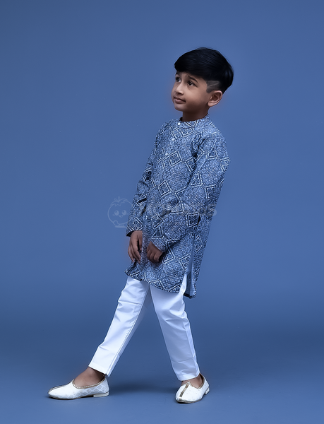 Grey 2 pc Kurta Pyjama - Hover Image