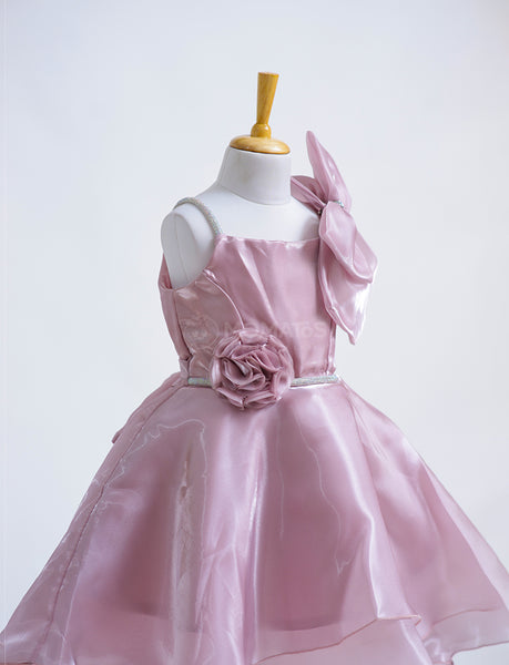 A Stunning Onion Pink Floral Frock - Hover Image