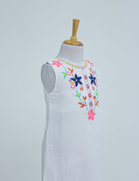 Timeless Floral Embroidered White Midi - Hover Image