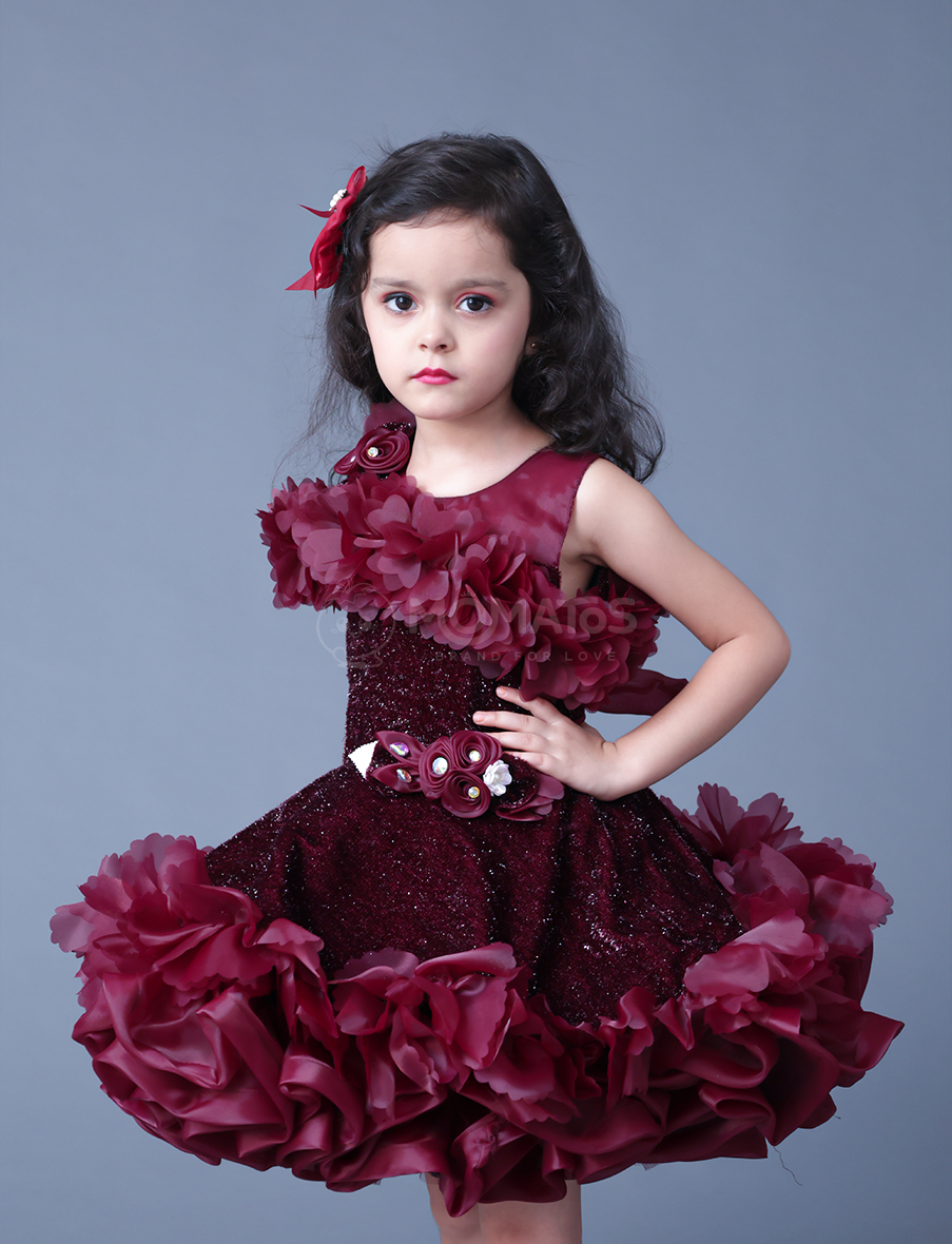 Wine Frock For Girl