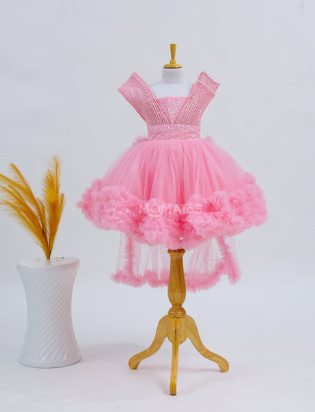 A Sparkling Pink Glitter Frock for Girls