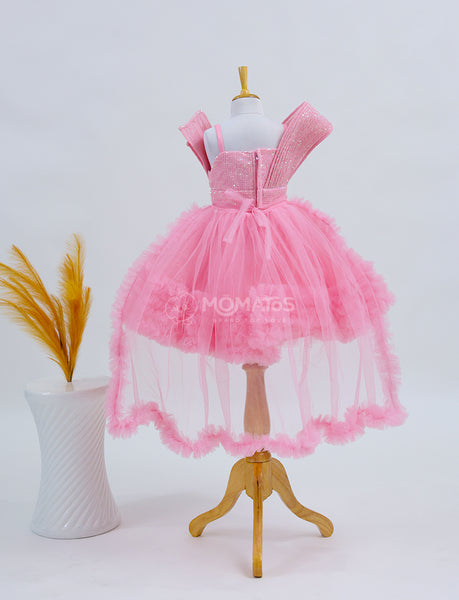 A Sparkling Pink Glitter Frock for Girls - Hover Image