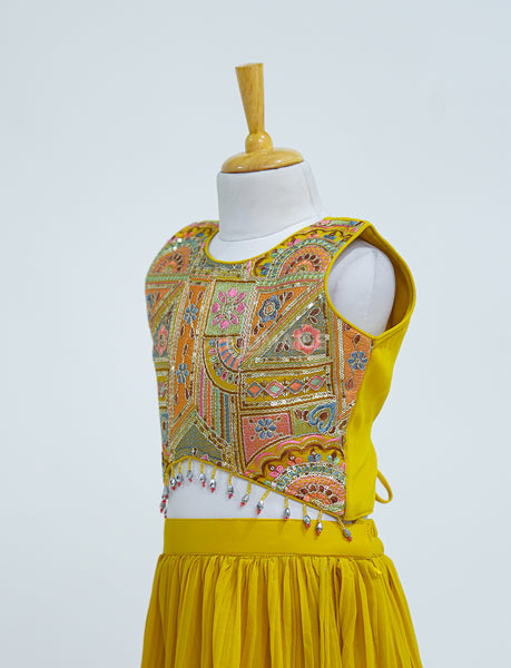 Bright Yellow Ethnic Choli Set - Hover Image