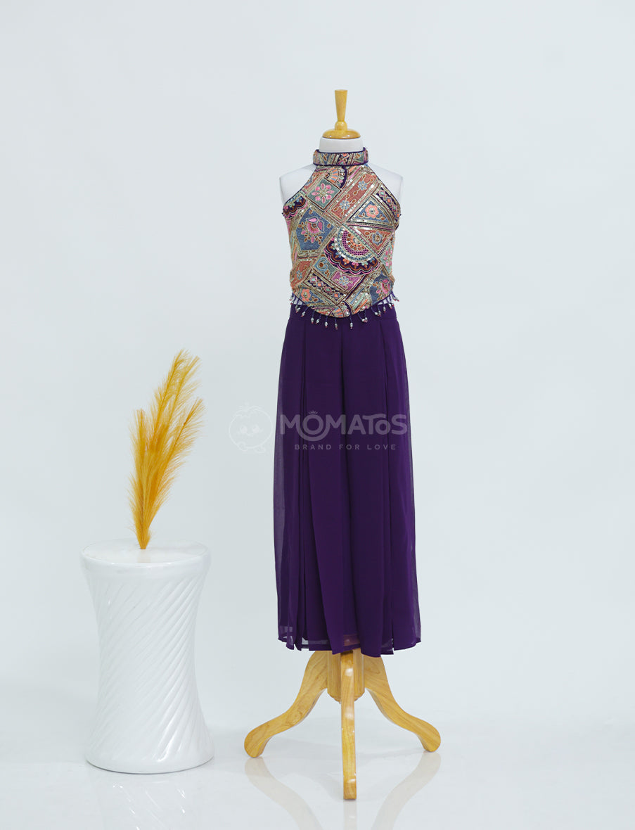 Beautiful Purple Ethnic Plazo Set